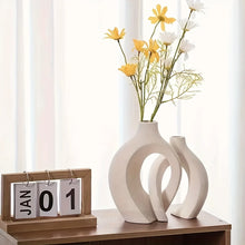 Load image into Gallery viewer, Hollow Nordic Modern Ceramic Vase Set of 2 for Modern Home Decor,Modern Boho Hollow Flower Vases for Living Room Bookshelf
