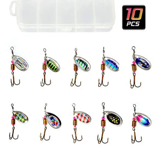 Metal Spoon Spinner Lure 10pcs Set - Fishing Wobblers for Pike, Crankbaits Tackles