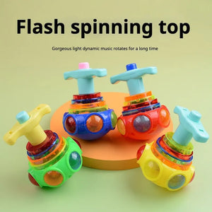 9cm Music Gyroscope Toy Kids Luminous Flashing Cartoon Rotating Play