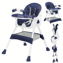 Load image into Gallery viewer, Baby High Chair 3 in 1, Foldable and Adjustable High Chair Babies with Removable Tray, Safety Belt, Footrest and Wheels
