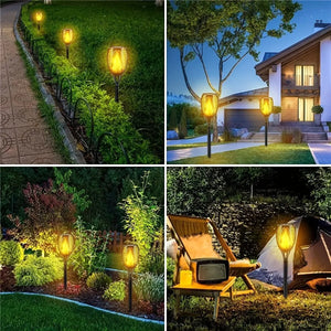 LED Solar Flame Torch - Flickering Light Waterproof Outdoor Garden Lawn Path Lamp