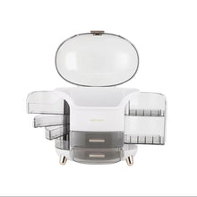Load image into Gallery viewer, Stylish Makeup Storage Box 28x20x34cm Large Capacity Organizer with Drawers Lipstick Holders Rotating Brush Compartments,White