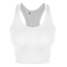 Load image into Gallery viewer, Seamless Rib Knit Yoga Vest Gym Crop Tops Racerback Tank Tops Women