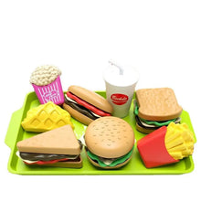 Load image into Gallery viewer, Kids Pretend Food Toy Set - Hamburger &amp; Snack Kitchen Play Set, 9 Pieces