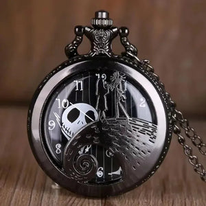 Skeleton Quartz Pocket Watch Vintage Pendant Chain Necklace Fashion Timepiece