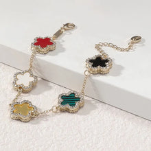 Load image into Gallery viewer, Flower Shape Bracelet Multi Colored Cubic Zirconia Adjustable Chain Sweet Style Jewelry