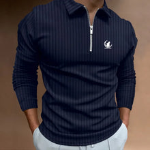 Load image into Gallery viewer, Men Clothes New Long Sleeve Zipper Stripe Polo Shirt Casual Men Polo Shirt Tops Polo Shirt Fashion Men Slim Sport Polo Shirt