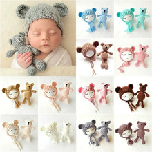 Load image into Gallery viewer, 2PCS Newborn Photography Prop Baby Beanie Caps Photoshoot Accessories