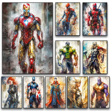 Load image into Gallery viewer, Marvel Movie Art Poster Spider Man Iron Man Deadpool Canvas Painting Classic Anime Character Mural Home Wall Decoration Gift