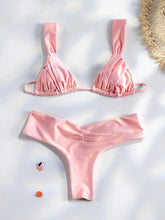 Load image into Gallery viewer, Sexy Folds Bikini Set Solid Micro Bikinis Women Swimsuit Female Triangle Swimwear Beach Wear Bathing Suit
