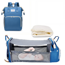 Load image into Gallery viewer, 3 In 1 Diaper Bag Backpack Foldable Baby Bed Waterproof Travel Bag with USB Charge Diaper Bag Backpack with Changing Bed 3 types