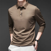 Load image into Gallery viewer, New Men's Business Casual Long Sleeved Shirt with Badge Solid Color Polo Shirt Fashionable Breathable Comfortable Versatile Top