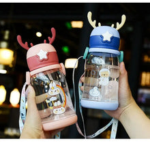 Load image into Gallery viewer, Cartoon Animal Water Bottle for Kids - Large Portable Travel Bottle with Straw for Girls &amp; Boys