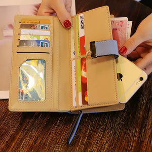Fashion PU Leather Women's Wallet Long Gold Leaves Handbag Coin Purse Clutch