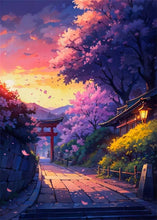 Load image into Gallery viewer, Japanese Street Scenery Sakura Architecture Canvas Posters and Prints Wall Art Paintings Mural for Modern Living Room Home Decor