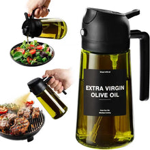 Load image into Gallery viewer, 470 ml Oil Sprayer for Cooking,2-in-1 Olive Oil Dispenser and Oil Spray Bottle,Oil Spray with Stickers,Thick Glass Spray Bottle