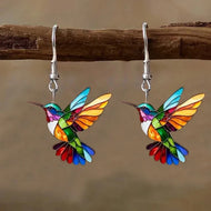 FTCY Acrylic Hummingbird Earrings For Women Retro Style Colorful Bird Drop Earrings Women's Jewelry Gifts