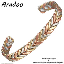 Load image into Gallery viewer, ARADOO Magnetic Pure Copper Bracelet Minimalist Cuff Bangle for Men Women
