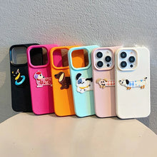 Load image into Gallery viewer, Korean Cute 3D Cartoon Embroidery Dog Phone Case For iPhone 17 16 15 14 13 11 12 Pro Max Plus Funny Puppy Leather Pattern Cover