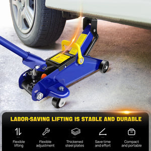 2 Ton Hydraulic Trolley Steel Jack – Flat Lifting Height 135-320 mm with 360° Wheels | Car Lifter Axle Stand for Workshop & Home