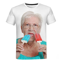 Load image into Gallery viewer, Y2K Top Fashion Senior Women Licking Popsicle 3D Print T Shirt Summer Men T-shirt Kawaii Grandma Fun Popsicle Short Sleeve Tees