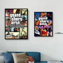 Load image into Gallery viewer, Video Game Grand Theft Auto Poster Canvas Painting GTA 5 Wall Picture Print For Modern Gamer Living Room Home Decoration