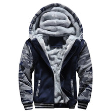 Load image into Gallery viewer, Men&#39;s Camo Winter Jacket: Thick Fleece Hooded Coat, Streetwear