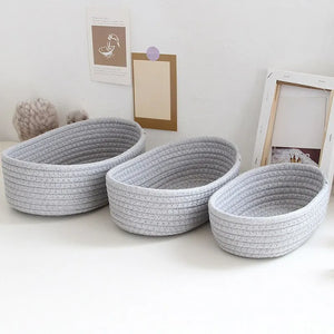 Handmade Cotton Thread Storage Basket Office Stationery Cosmetics Toy Organizer