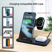 Load image into Gallery viewer, Foldable 3 in 1 30W Wireless Charging Station for iPhone 17 16 15 14 13 12 Pro Max iWatch 11 Airpods Pro Fast Charger Stand Dock