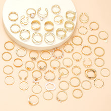 Load image into Gallery viewer, 58PCS Vintage Heart Snake Butterfly Rings Set for Women Fashion Metal Gold Plated Geometric Hollow Finger Ring Jewelry Gifts New