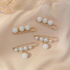 4PCS Waist Adjustment Buckle Pearl Brooch Fashion Uniform Clothing Decor Accessory