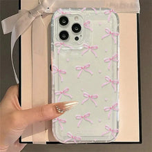 Load image into Gallery viewer, Cute Pink Heart Bow Phone Case for IPhone 17 16 15 14 13 12 11 Pro Max 13 12 Mini 17Air 16e Shockproof Soft Clear Cases Coque