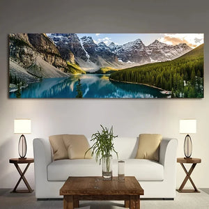 Gorgeous Landscape Canvas Print Painting Lake Forest Mountain Scenery Wall Art Poster For Living Room Bedroom Decoration Picture