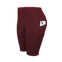 Load image into Gallery viewer, CHRLEISURE Women Solid Yoga Shorts with 3 Pockets High Waist Butt Lifting Workout Tights Gym Elastic Cycling Shorts Activewear
