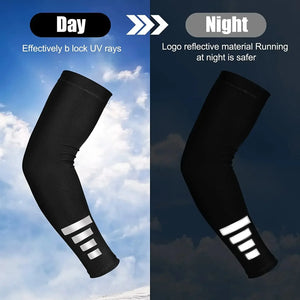 Summer UV Protection Arm Sleeves Reflective Night Cycling Running Arm Warmers