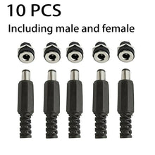 Load image into Gallery viewer, 10Pcs DC Connectors 5.5x2.1mm Male Female Jack Socket Nut Panel Mount Adapter