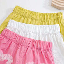 Load image into Gallery viewer, Solid Color Girls Shorts with Lace &amp; Heart Design - Summer Cute Toddler Clothes 2-7Y