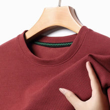 Load image into Gallery viewer, Short sleeved Polo shirShort sleeved Waffle Solid Polot fashion splicing men's round neck top cotton daily short sleeved T-shirt