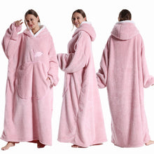 Load image into Gallery viewer, Extra Long Wearable Flannel Blanket | Hooded with Sleeves, Cozy Winter Throw for Adults