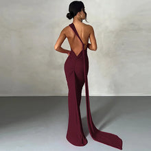 Load image into Gallery viewer, Hugcitar One Shoulder Backless Adjustable Scarf Loop Ruched Sexy Maxi Dress Women Elegant Y2K Streetwear Festival Outfit