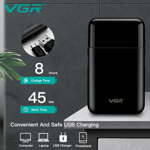 VGR Electric Shaver USB Charge Portable Beard Trimmer for Men V390