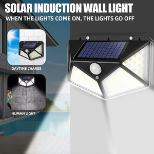 100LED Solar Wall Lamp Motion Sensor Outdoor Waterproof Street Garden Decor