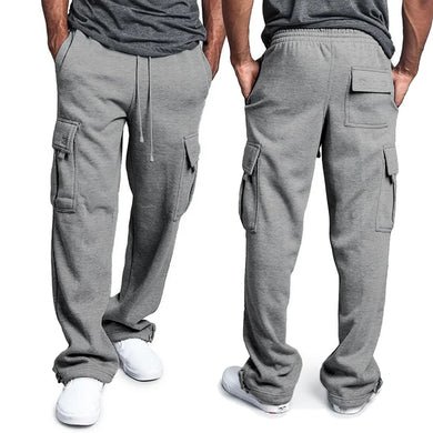 Men's Sweatpants Joggers - Straight Fit, Loose, Drawstring, Multi-Pocket for Sports & Streetwear