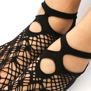 Vintage Lace Women's Ankle Socks Summer Mesh Transparent Lolita Black 5 Pairs