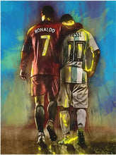 Load image into Gallery viewer, Messi &amp; Ronaldo Canvas Art – Football Star Wall Decor, Home Decoration Gift