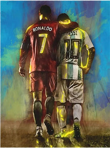 Messi & Ronaldo Canvas Art – Football Star Wall Decor, Home Decoration Gift