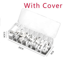 Load image into Gallery viewer, The transparent plastic Data Cable Storage Box household cable MobilePhone Charger Charging Cable Finishing Box Divided Grid Box