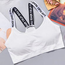 Load image into Gallery viewer, Sports underwear Women Yoga Fitness Seamless Crop Top Wide Letter Straps Comfortable Workout Activewear
