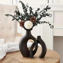 Load image into Gallery viewer, Hollow Nordic Modern Ceramic Vase Set of 2 for Modern Home Decor,Modern Boho Hollow Flower Vases for Living Room Bookshelf