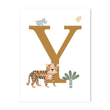 Load image into Gallery viewer, Customized Baby Name Poster Jungle Animals Lion Zebra Elephant Canvas Painting Kis Bedroom Wall Art Print Pictures Nursery Decor